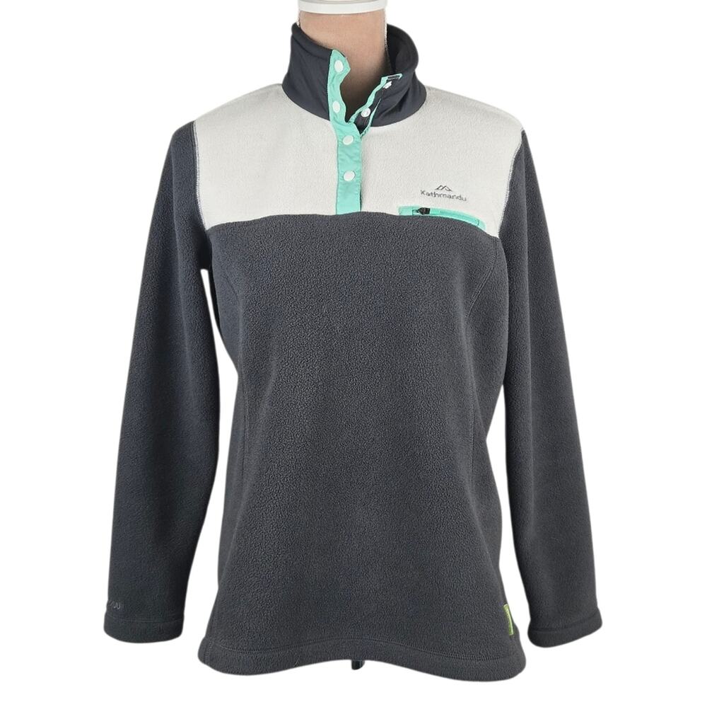Kathmandu Altica 200 Polartec Fleece Pullover Colorblock Grey Mint US 6 AU 10